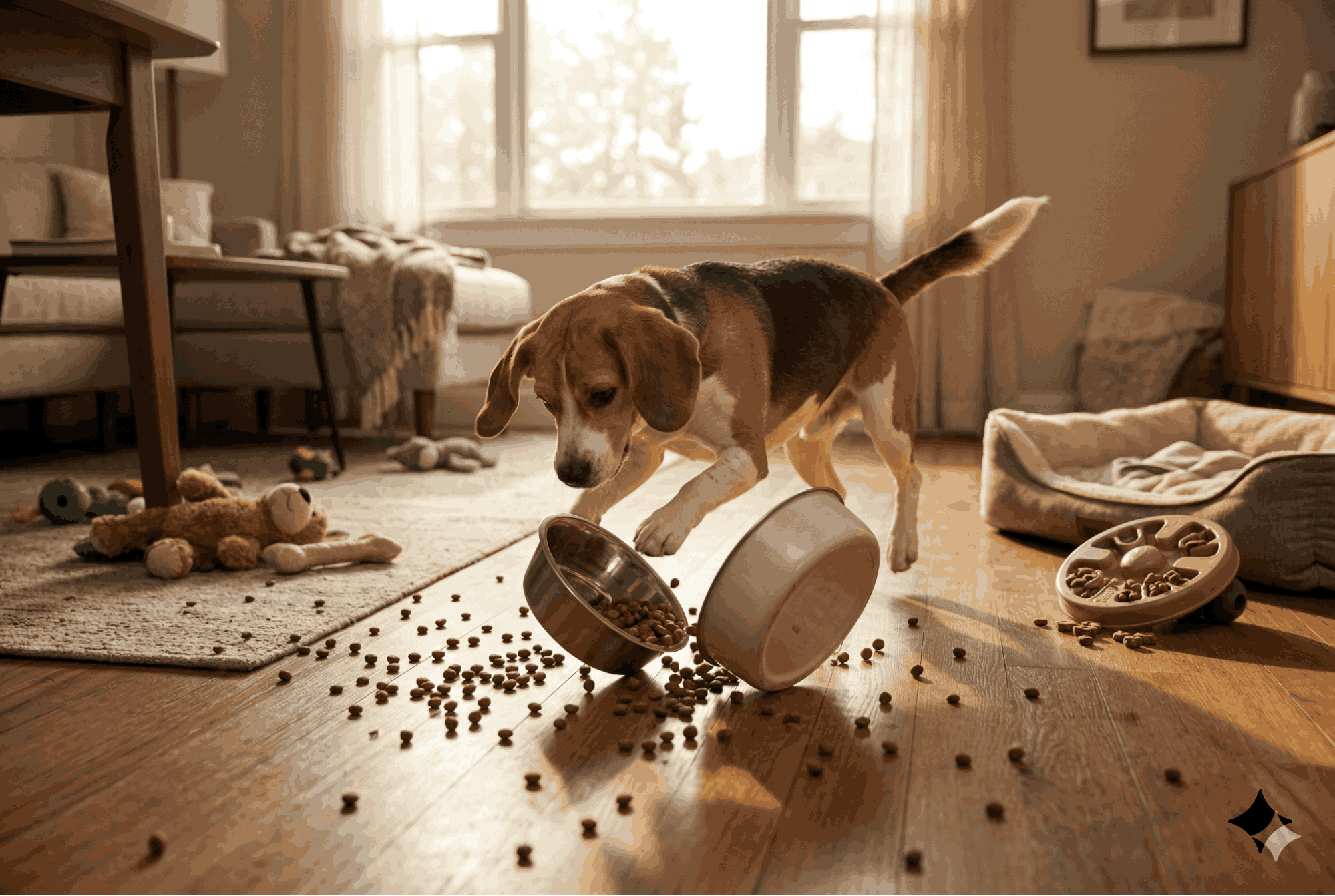 Pourquoi Mon Chien Renverse sa Gamelle de Croquettes ? Les 7 Vraies Causes + Solutions Concrètes