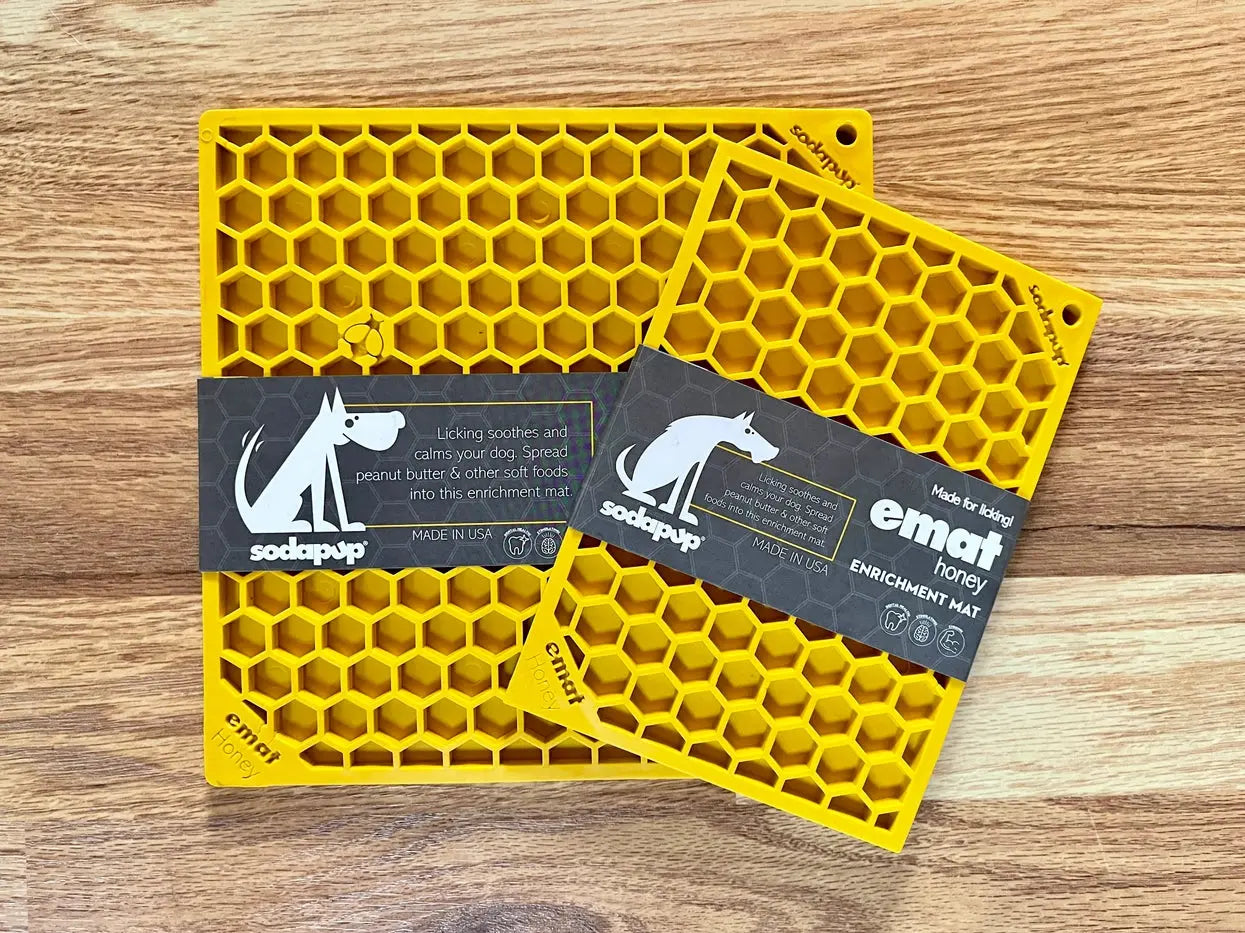Tapis de léchage d'enrichissement Emat Design Honeycomb - Jaune - Larg Biscuit Rex