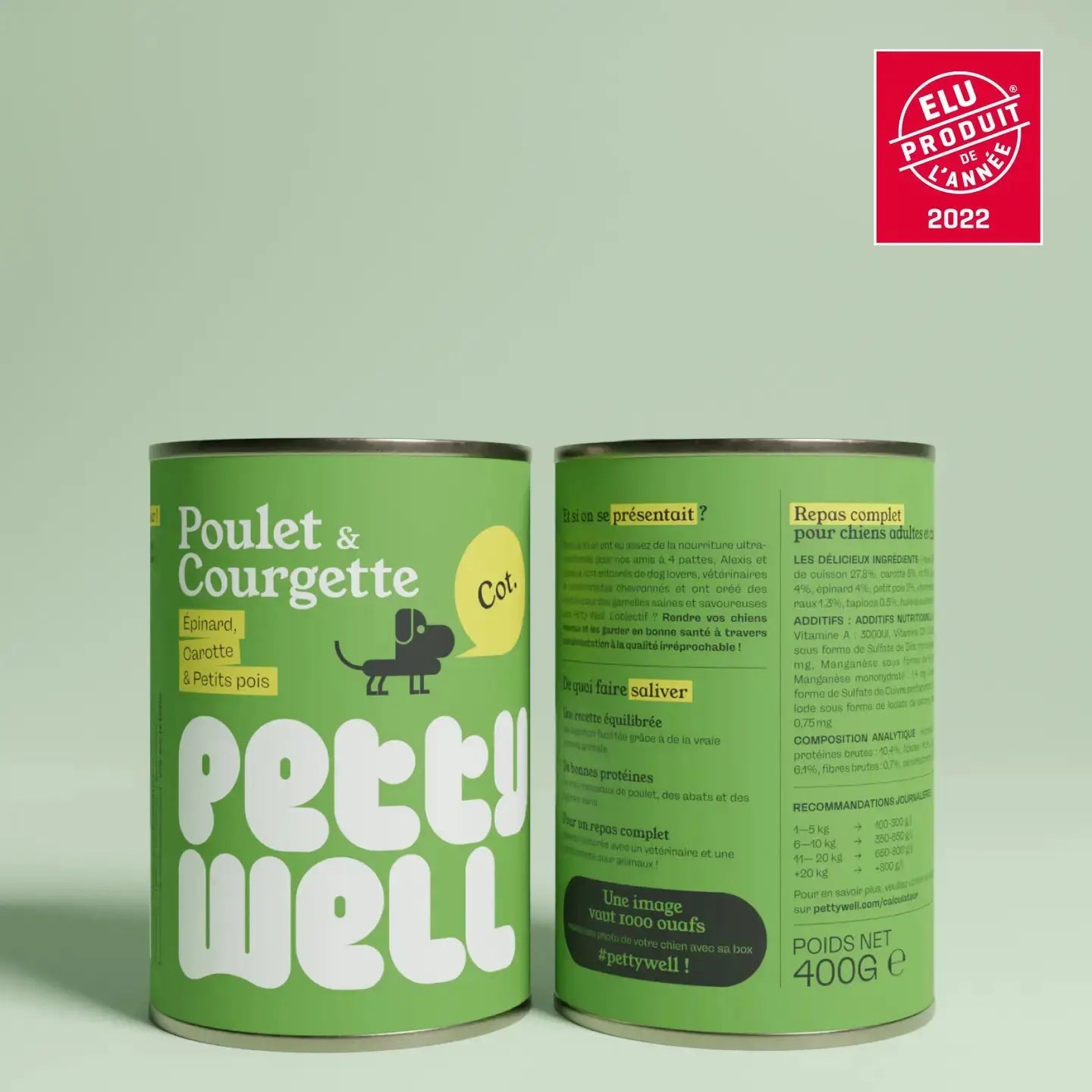 Pâtées Chiens - Poulet & Courgette -Petty well Biscuit Rex